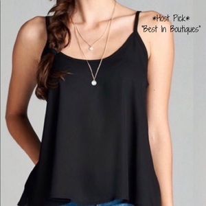 🎉HP!🎉 Black Flowy Semisheer Tank Top